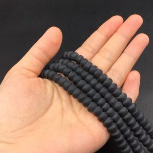 Shop Onyx Rondelle Beads! 8x5mm Frosted Matte Onyx Rondelle Beads Spacer Beads Natural Black Onyx Gemstone Rondelles Beading Jewelry Supplies 15.5"/Full Strand | Natural genuine rondelle Onyx beads for beading and jewelry making.  #jewelry #beads #beadedjewelry #diyjewelry #jewelrymaking #beadstore #beading #affiliate #ad