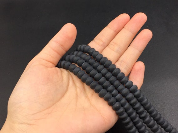8x5mm Frosted Matte Onyx Rondelle Beads Spacer Beads Natural Black Onyx Gemstone Rondelles Beading Jewelry Supplies 15.5"/full Strand