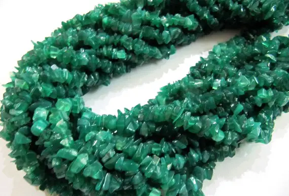 Natural Green Onyx Chip Gravel Uncut Nugget 6mm To 9mm Beads Green Color Jewelry Making Beads Strand 35 Inches Long Sold Per Strand