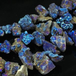 Blue Druzy Agate Geode Beads Quartz Druzy Nugget Beads Titanium Druzy Drusy Geode Nugget Chip Beads Freeform Graduated Supplies DN00 | Natural genuine beads Gemstone beads for beading and jewelry making.  #jewelry #beads #beadedjewelry #diyjewelry #jewelrymaking #beadstore #beading #affiliate #ad