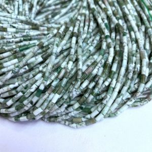 Shop Agate Bead Shapes! Natural Tree Agate Tube Beads 4x2mm, Small Green Agate Round Tube Beads, Green Gemstone Beads, Tube Spacers For Bracelet Necklace Earring | Natural genuine other-shape Agate beads for beading and jewelry making.  #jewelry #beads #beadedjewelry #diyjewelry #jewelrymaking #beadstore #beading #affiliate #ad