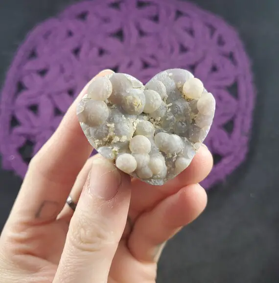Grape Agate Heart Cluster Purple Botryoidal Chalcedony Balls Healing Stones Crystal Indonesia