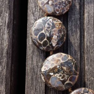 Turritella agate 21-24mm round disc beads (ETB00335) | Natural genuine beads Gemstone beads for beading and jewelry making.  #jewelry #beads #beadedjewelry #diyjewelry #jewelrymaking #beadstore #beading #affiliate #ad