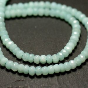 Shop Amazonite Faceted Beads! 10pc – stone beads – Amazonite Rondelle faceted 4 x 2-3mm 4558550009159 | Natural genuine faceted Amazonite beads for beading and jewelry making.  #jewelry #beads #beadedjewelry #diyjewelry #jewelrymaking #beadstore #beading #affiliate #ad