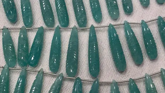 Aaa Amazonite Leaf Carved Beads, 8 Inch Strand Amazonite Carved Beads, 8/22-8/37 Mm Bead Size An Amazing Item