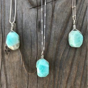 Chakra Jewelry / Throat Chakra / Amazonite / Amazonite Pendant / Amazonite Necklace / Amazonite Jewelry / Reiki Jewelry / Sterling Silver | Natural genuine Amazonite pendants. Buy crystal jewelry, handmade handcrafted artisan jewelry for women.  Unique handmade gift ideas. #jewelry #beadedpendants #beadedjewelry #gift #shopping #handmadejewelry #fashion #style #product #pendants #affiliate #ad