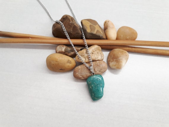Amazonite Pendant Necklace, Natural Amazonite Jewelry, Amazonite Crystal Necklace For Women, Birthstone Necklace, Amazonite Pendant Silver