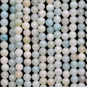 Shop Amazonite Round Beads! Genuine Natural Blue Amazonite Loose Beads Grade A Round Shape 4mm | Natural genuine round Amazonite beads for beading and jewelry making.  #jewelry #beads #beadedjewelry #diyjewelry #jewelrymaking #beadstore #beading #affiliate #ad
