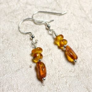 Shop Amber Earrings! Boucles oreilles argent 925 et Ambre naturelle 5-9mm | Natural genuine Amber earrings. Buy crystal jewelry, handmade handcrafted artisan jewelry for women.  Unique handmade gift ideas. #jewelry #beadedearrings #beadedjewelry #gift #shopping #handmadejewelry #fashion #style #product #earrings #affiliate #ad