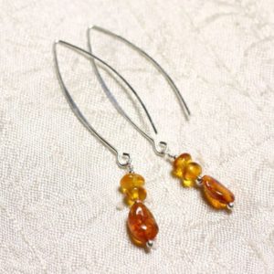 Shop Amber Earrings! Boucles oreilles argent 925 Longs crochets et Ambre naturelle 5-9mm | Natural genuine Amber earrings. Buy crystal jewelry, handmade handcrafted artisan jewelry for women.  Unique handmade gift ideas. #jewelry #beadedearrings #beadedjewelry #gift #shopping #handmadejewelry #fashion #style #product #earrings #affiliate #ad