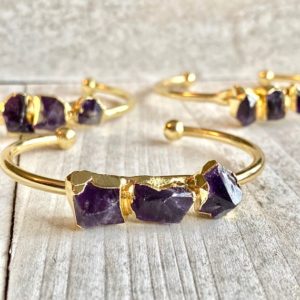 Shop Amethyst Jewelry! Amethyst Bracelet,Raw Amethyst Bracelet,Rough Amethyst Cuff Bracelet,Amethyst Bangle,Raw Stone Bracelet,Multi Stone Bracelet,Birthstone Gift | Natural genuine Amethyst jewelry. Buy crystal jewelry, handmade handcrafted artisan jewelry for women.  Unique handmade gift ideas. #jewelry #beadedjewelry #beadedjewelry #gift #shopping #handmadejewelry #fashion #style #product #jewelry #affiliate #ad
