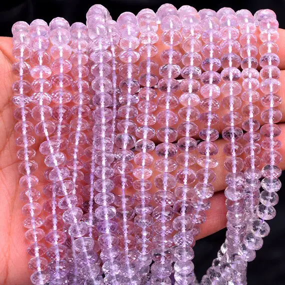 Aaa+ Pink Amethyst Gemstone 6mm-8mm Faceted Rondelle Beads | 18inch Strand | Natural Amethyst Semi Precious Gemstone Loose Beads For Jewelry