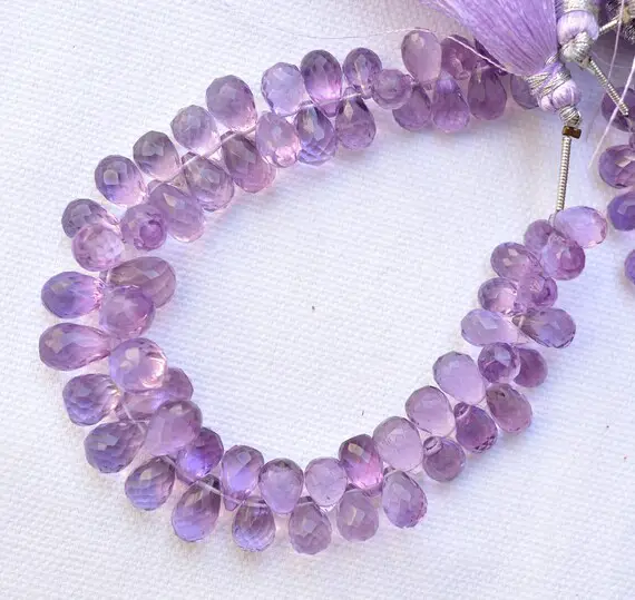 Amethyst Gemstone, Teardrop Shape Briolette, Purple Amethyst Beads, Jewelry Making Gemstone, 6x8mm - 7x11mm, 7" Strand #pp3593