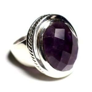 N117 - Bague Argent 925 Et Pierre - Améthyste Ovale Facetté 20x15mm N117 - Bague Argent 925 Et Pierre - Améthyste Ovale Facetté 20x15mm