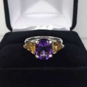 Shop Ametrine Jewelry! BEAUTIFUL 3.5ctw Amethyst & Citrine Ring 6 7 8 9 10 Gift Jewelry Trends Birthstone Mom Wife Daughter Sister LSU Collegiate Ametrine | Natural genuine Ametrine jewelry. Buy crystal jewelry, handmade handcrafted artisan jewelry for women.  Unique handmade gift ideas. #jewelry #beadedjewelry #beadedjewelry #gift #shopping #handmadejewelry #fashion #style #product #jewelry #affiliate #ad
