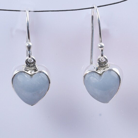 Natural Angelite Earring, Light Blue Crystal Earring, 925 Solid Silver Earring, Handmade Earring, Anniversary Gift, Gemstone  Boho Earring