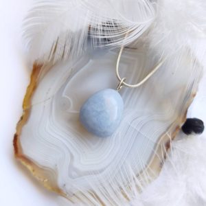 Shop Angelite Jewelry! Angelite Pendant | Natural genuine Angelite jewelry. Buy crystal jewelry, handmade handcrafted artisan jewelry for women.  Unique handmade gift ideas. #jewelry #beadedjewelry #beadedjewelry #gift #shopping #handmadejewelry #fashion #style #product #jewelry #affiliate #ad