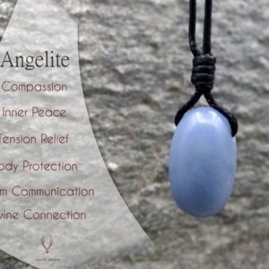 Shop Angelite Pendants! Angelite Pendant, Stress Relief Gift for Women or Men, Healing Crystal Necklace, Protection Talisman, Spiritual Jewelry | Natural genuine Angelite pendants. Buy crystal jewelry, handmade handcrafted artisan jewelry for women.  Unique handmade gift ideas. #jewelry #beadedpendants #beadedjewelry #gift #shopping #handmadejewelry #fashion #style #product #pendants #affiliate #ad