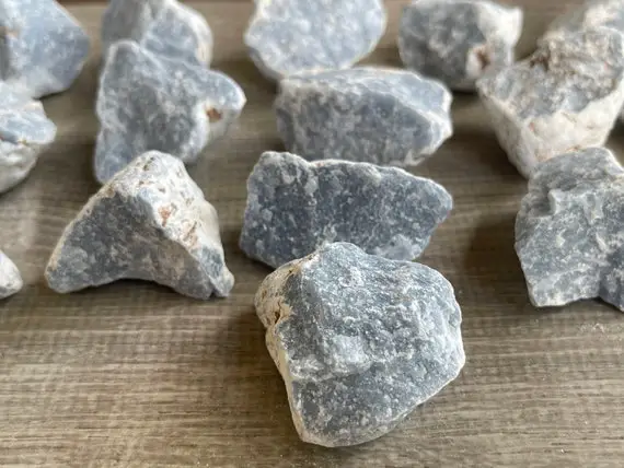 Angelite Raw Natural Stone, 1 - 2 Inch Rough Angelite Gemstone-  Natural Angelite Crystals, Anhydrite Stone, Wholesale Bulk Lot