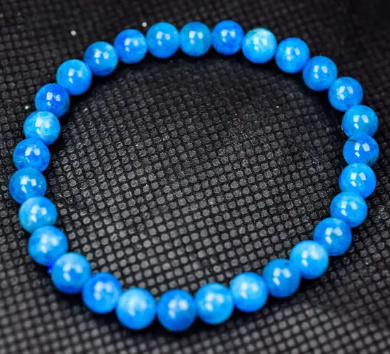 Blue Apatite Bracelet 6mm Beads