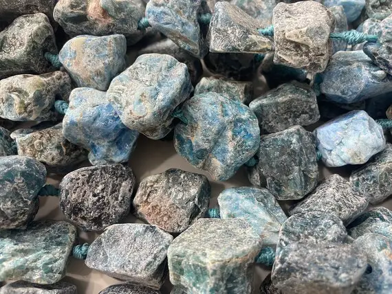 Natural Blue Apatite Gemstone Raw Material Nuggets - Uncut Rough Chunky Beads - Free Form Natural Stone - Blue Gemstone