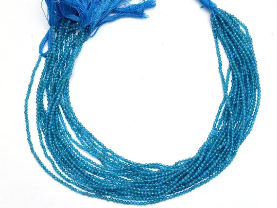 Aaa+ Neon Apatite 2mm-3mm Micro Faceted Rondelle Beads | 13" Strand | Natural Apatite Semi Precious Gemstone Loose Beads For Jewelry Making