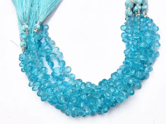 Aaa+ Sky Apatite Briolette Beads, Gemstone Pear Briolette | 8inch Strand | Sea Blue Apatite Semi Precious Gemstone Beads For Jewelry Making