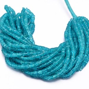 Shop Apatite Rondelle Beads! Sky Blue Apatite 4mm-5mm Smooth Heishi Spacer Beads | 16inch Strand | Natural Blue Apatite Semi Precious Gemstone Wheel Rondelle Loose Beads | Natural genuine rondelle Apatite beads for beading and jewelry making.  #jewelry #beads #beadedjewelry #diyjewelry #jewelrymaking #beadstore #beading #affiliate #ad