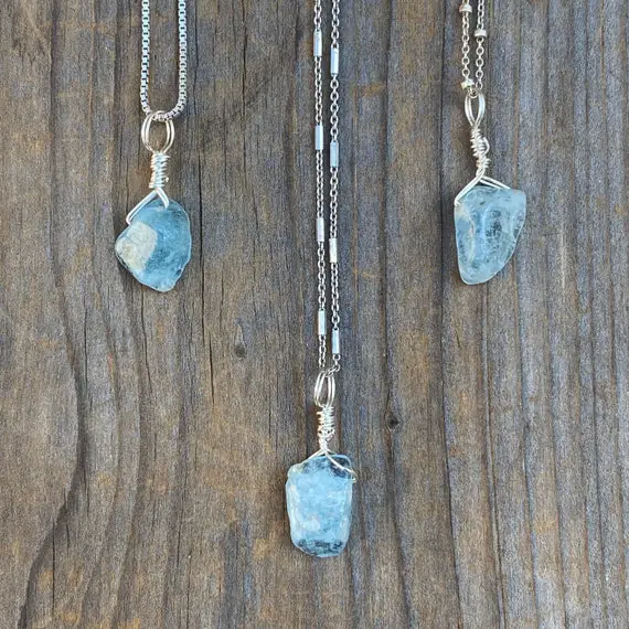 Chakra Jewelry / Aquamarine / Aquamarine Necklace / Polished Aquamarine / Aquamarine Jewelry / Aquamarine Pendant / Sterling Silver