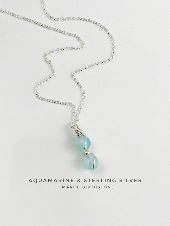 Aquamarine Necklace, Tiny Aquamarine Pendant, March Birthstone, Mermaids