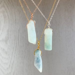 RAW AQUAMARINE NECKLACE – Ocean Blue Necklace – Aquamarine Jewelry – Aquamarine Pendant Necklace 14k Gold Filled – Blue Crystal Necklace | Natural genuine Array jewelry. Buy crystal jewelry, handmade handcrafted artisan jewelry for women.  Unique handmade gift ideas. #jewelry #beadedjewelry #beadedjewelry #gift #shopping #handmadejewelry #fashion #style #product #jewelry #affiliate #ad