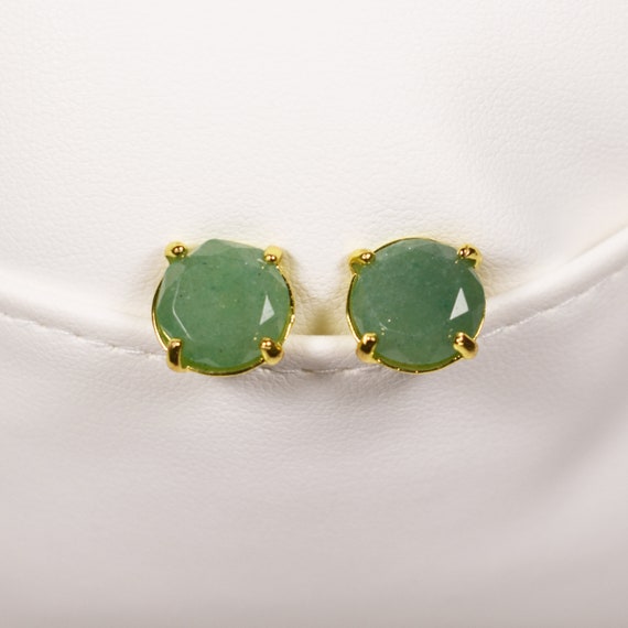 Natural Green Aventurine Earrings, Women Gift, Gemstone Earrings, Natural Stone Earrings, Women Jewelry, Stud Earrings, Gift For Her