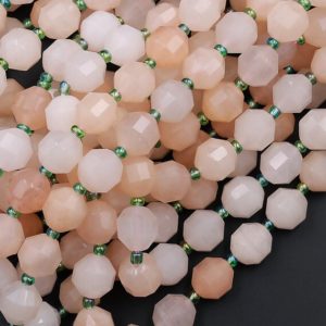 Shop Aventurine Faceted Beads! Faceted Natural Peach Aventurine 8mm 10mm Beads Energy Prism Double Terminated Point Cut 15.5" Strand | Natural genuine faceted Aventurine beads for beading and jewelry making.  #jewelry #beads #beadedjewelry #diyjewelry #jewelrymaking #beadstore #beading #affiliate #ad