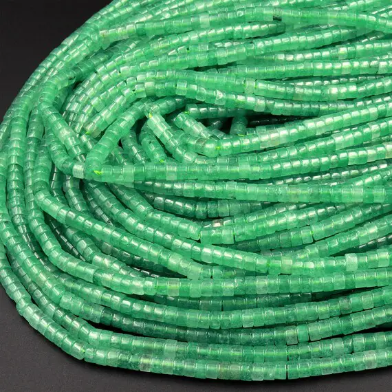 Natural Green Aventurine 4mm 6mm Heishi Rondelle Beads 15.5" Strand