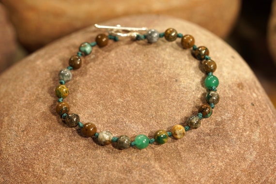 Green Azurite Bracelet • Azurite Bracelet • 6mm • 3442