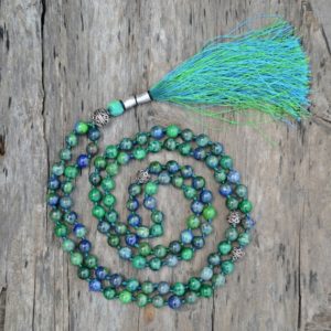 Azurite Mala 8MM, Third Eye Necklace, Azurite Necklace, 108 Mala Beads, Yoga Gifts, Statement Jewelry | Natural genuine Gemstone necklaces. Buy crystal jewelry, handmade handcrafted artisan jewelry for women.  Unique handmade gift ideas. #jewelry #beadednecklaces #beadedjewelry #gift #shopping #handmadejewelry #fashion #style #product #necklaces #affiliate #ad