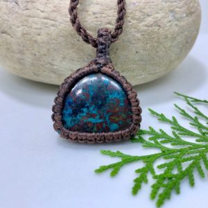 Shop Azurite Necklaces! Azurite necklace, macrame necklace, azurite pendant, azurite jewellery, macrame jewellery, gift, earthy necklace | Natural genuine Azurite necklaces. Buy crystal jewelry, handmade handcrafted artisan jewelry for women.  Unique handmade gift ideas. #jewelry #beadednecklaces #beadedjewelry #gift #shopping #handmadejewelry #fashion #style #product #necklaces #affiliate #ad