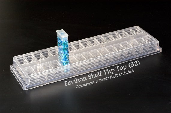 Bead Pavilion Shelf: Flip Top Container Organizer (32 Holes)