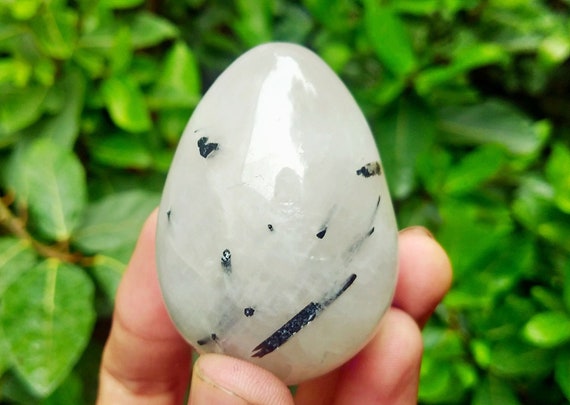 Beautiful 50mm Tourmalinated Quartz  Stone Healing Charged Metaphysical Egg Valentine's Gift