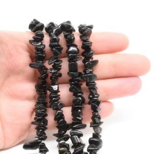 Shop Onyx Chip & Nugget Beads! Black onyx beads, 5-7mm chip, natural gem bead, loose gemstone strand, black agate stone jewelry for necklace making, full strand ONX4010 | Natural genuine chip Onyx beads for beading and jewelry making.  #jewelry #beads #beadedjewelry #diyjewelry #jewelrymaking #beadstore #beading #affiliate #ad