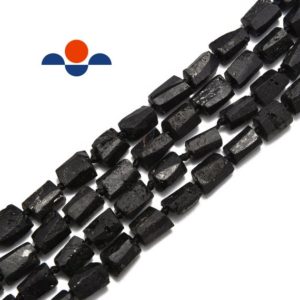 Natural Black Tourmaline Rough Faceted Tube Beads Size 8-9×10-13mm 15.5" Strand | Natural genuine beads Gemstone beads for beading and jewelry making.  #jewelry #beads #beadedjewelry #diyjewelry #jewelrymaking #beadstore #beading #affiliate #ad