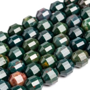 Shop Bloodstone Faceted Beads! Genuine Natural Dark Green Blood Stone Loose Beads Faceted Bicone Barrel Drum Shape 8x7mm 10x9mm | Natural genuine faceted Bloodstone beads for beading and jewelry making.  #jewelry #beads #beadedjewelry #diyjewelry #jewelrymaking #beadstore #beading #affiliate #ad