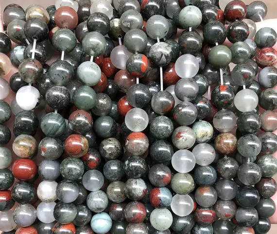 Natural African Bloodstone  Round Beads,4mm 6mm 8mm 10mm 12mm Bloodstone Beads Wholesale Supply,one Strand 15",