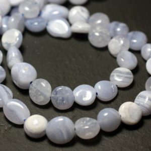 Shop Blue Chalcedony Beads! Wire 39cm 42pc approx – Stone Beads – Blue Chalcedony Olives Nuggets 8-12mm | Natural genuine beads Blue Chalcedony beads for beading and jewelry making.  #jewelry #beads #beadedjewelry #diyjewelry #jewelrymaking #beadstore #beading #affiliate #ad