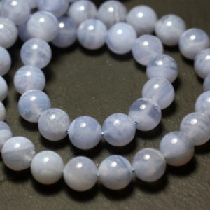 Shop Blue Chalcedony Beads! Wire 39cm 45pc approx – Stone Beads – Blue Chalcedony Balls 8mm | Natural genuine other-shape Blue Chalcedony beads for beading and jewelry making.  #jewelry #beads #beadedjewelry #diyjewelry #jewelrymaking #beadstore #beading #affiliate #ad