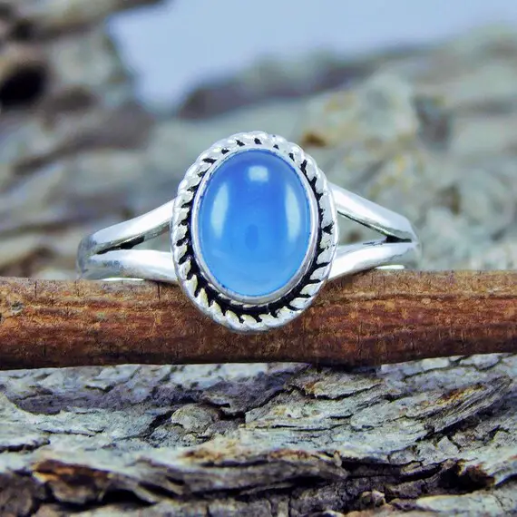 925 Sterling Silver Blue Chalcedony Ring, Silver Ring, Gift For Her, Unique Gift Ring, Designer Ring, Gemstone Ring, Handmade Ring,