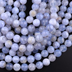 Shop Blue Chalcedony Round Beads! Natural Blue Chalcedony 6mm 8mm 10mm Round Beads 15.5" Strand | Natural genuine round Blue Chalcedony beads for beading and jewelry making.  #jewelry #beads #beadedjewelry #diyjewelry #jewelrymaking #beadstore #beading #affiliate #ad