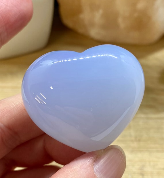 Blue Chalcedony Heart Polished  Sculpture Crystal