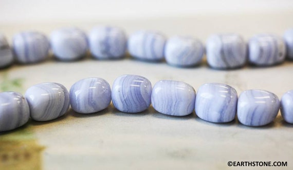 L/ Blue Lace Agate 13x16mm Rectangle Nugget Beads 16" Strand Size Varies Natural Gemstone Agate Beads For Jewelry Making