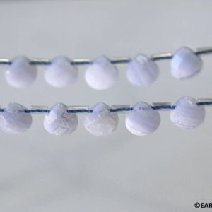 Shop Blue Lace Agate Bead Shapes! S/ Blue Lace Agate 6x6mm Flat Pear Briolette beads about 50pcs 16" strand Natural blue gemstone agate beads For jewelry making | Natural genuine other-shape Blue Lace Agate beads for beading and jewelry making.  #jewelry #beads #beadedjewelry #diyjewelry #jewelrymaking #beadstore #beading #affiliate #ad